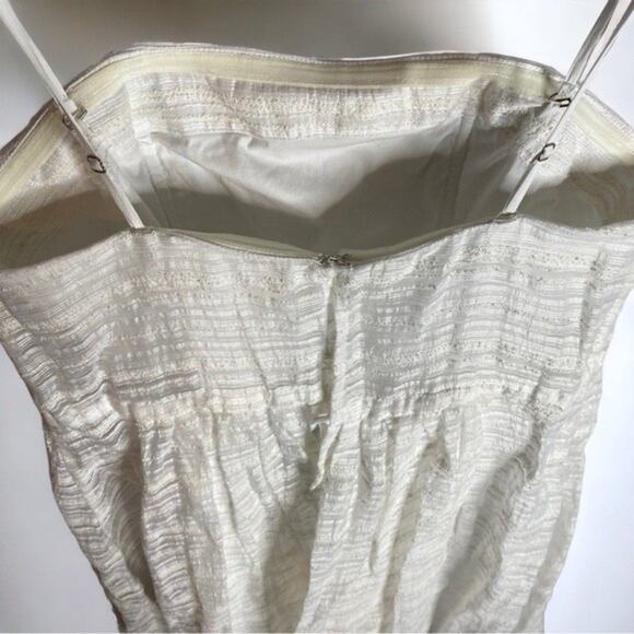Tracey Reese Sheer Solid Stripes High/Low Strapless Dress in White New with tag - Picture 8 of 10